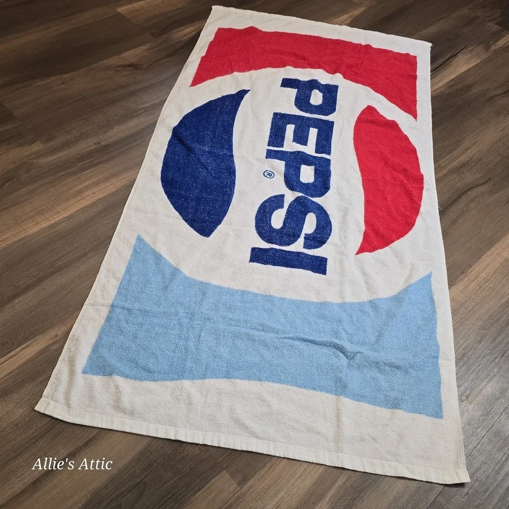 Vintage Pepsi Cola Beach Towel Cotton Red Blue White Logo 56x29